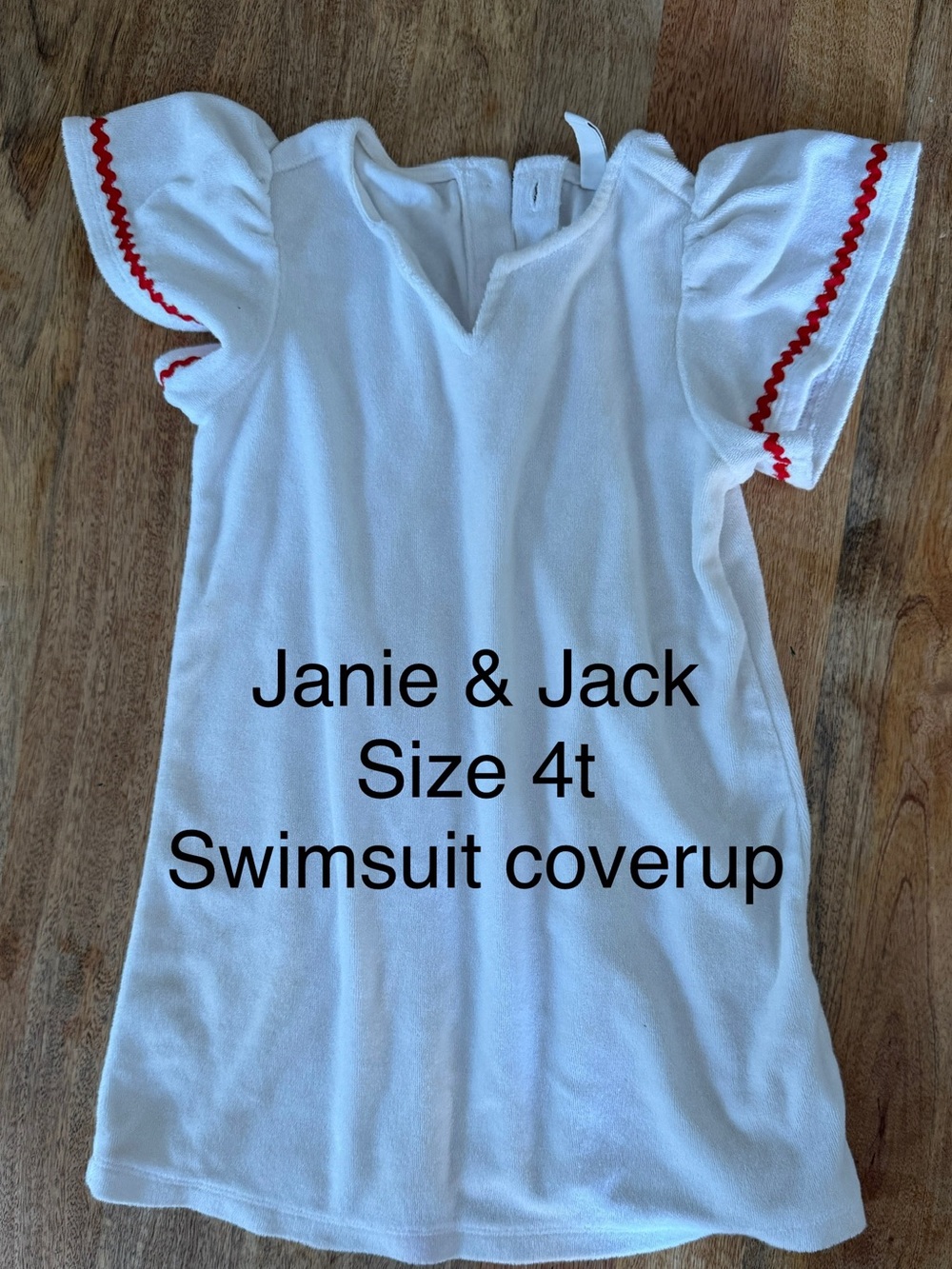 Janie and Jack White Swim Coverup with Red Trim